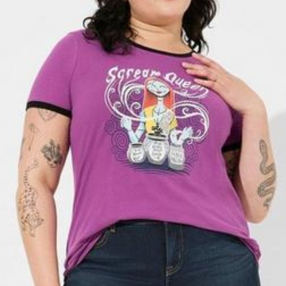 ❤️NWT VINTAGE TORRID TEE - NIGHTMARE BEFORE CHRISTMAS SALLY HALLOWEEN TOP - Picture 8 of 14